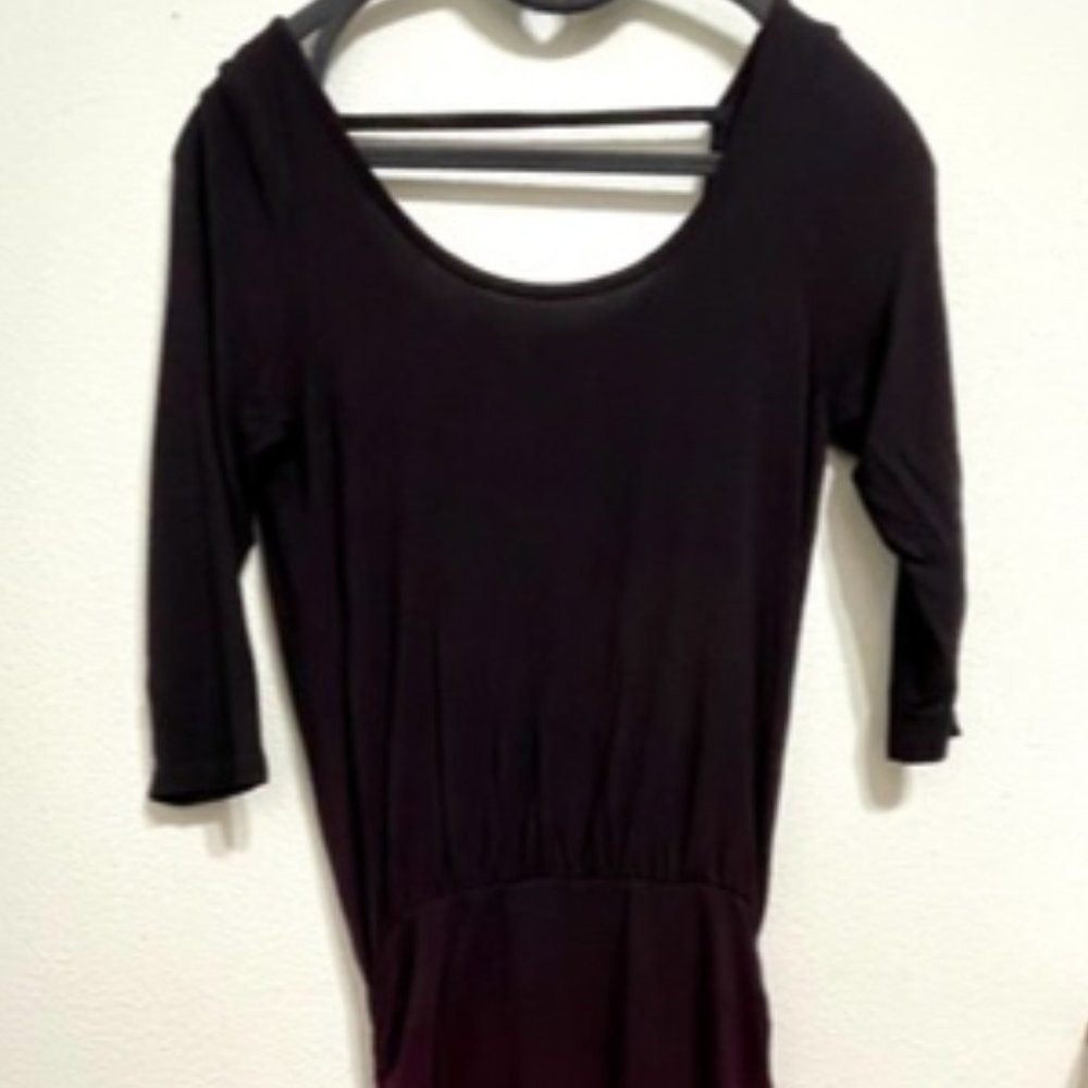 Young Fabulous & Broke dress S ruched deep backless bodycon side slits Plum maxi